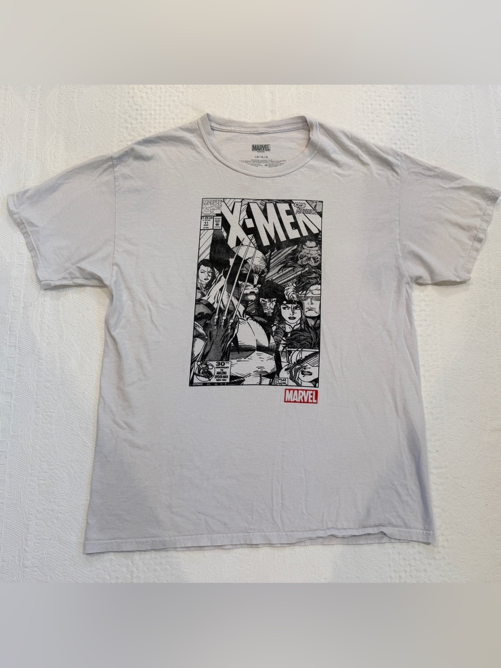 Marvel X-Men Comic T Shirt White Men’s L  Wolverine Gambit Storm Cyclops Rogue